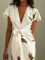 Matilde | Vestido Wrap Elegante con Estampado de Hojas