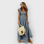 Belle | Maxi Vestido Con Mangas Abullonadas
