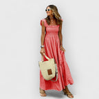 Belle | Maxi Vestido Con Mangas Abullonadas