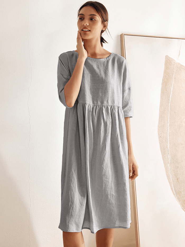 Vestido Midi A-Line 100% Lino VALENCIA