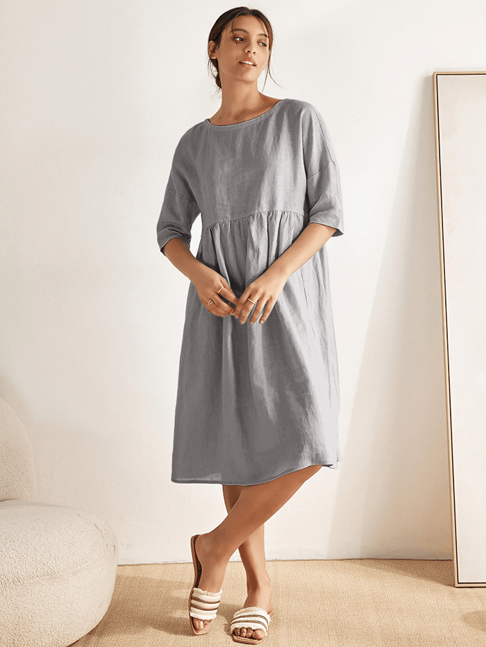 Vestido Midi A-Line 100% Lino VALENCIA