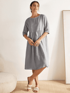 Vestido Midi A-Line 100% Lino VALENCIA