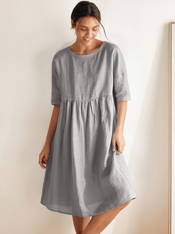 Vestido Midi A-Line 100% Lino VALENCIA