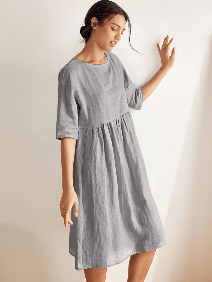 Vestido Midi A-Line 100% Lino VALENCIA