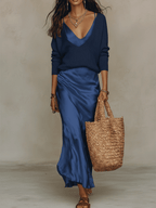 Conjunto Midi Ivory: Punto & Satén