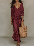 Conjunto Midi Ivory: Punto & Satén
