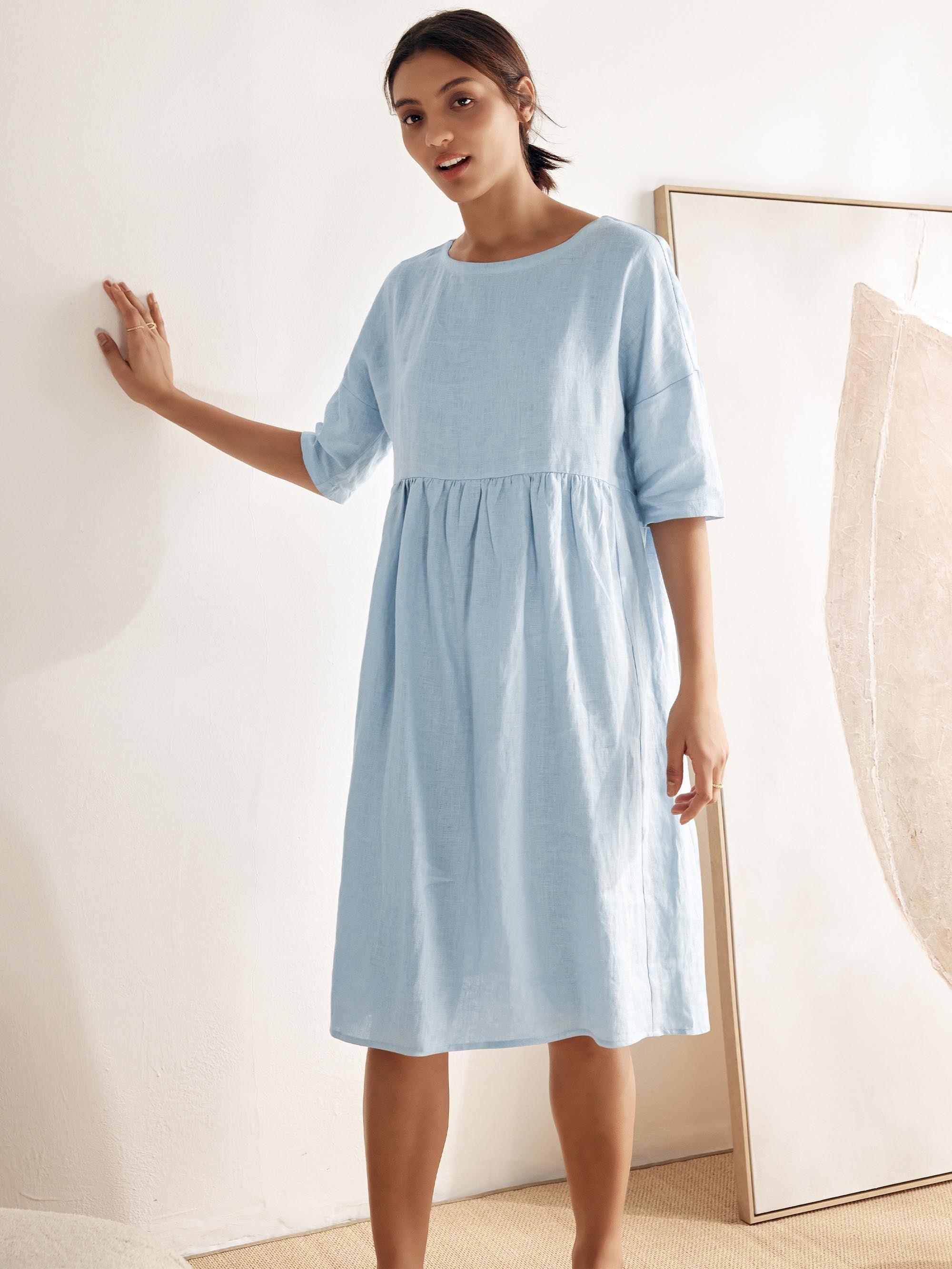 Vestido Midi A-Line 100% Lino VALENCIA