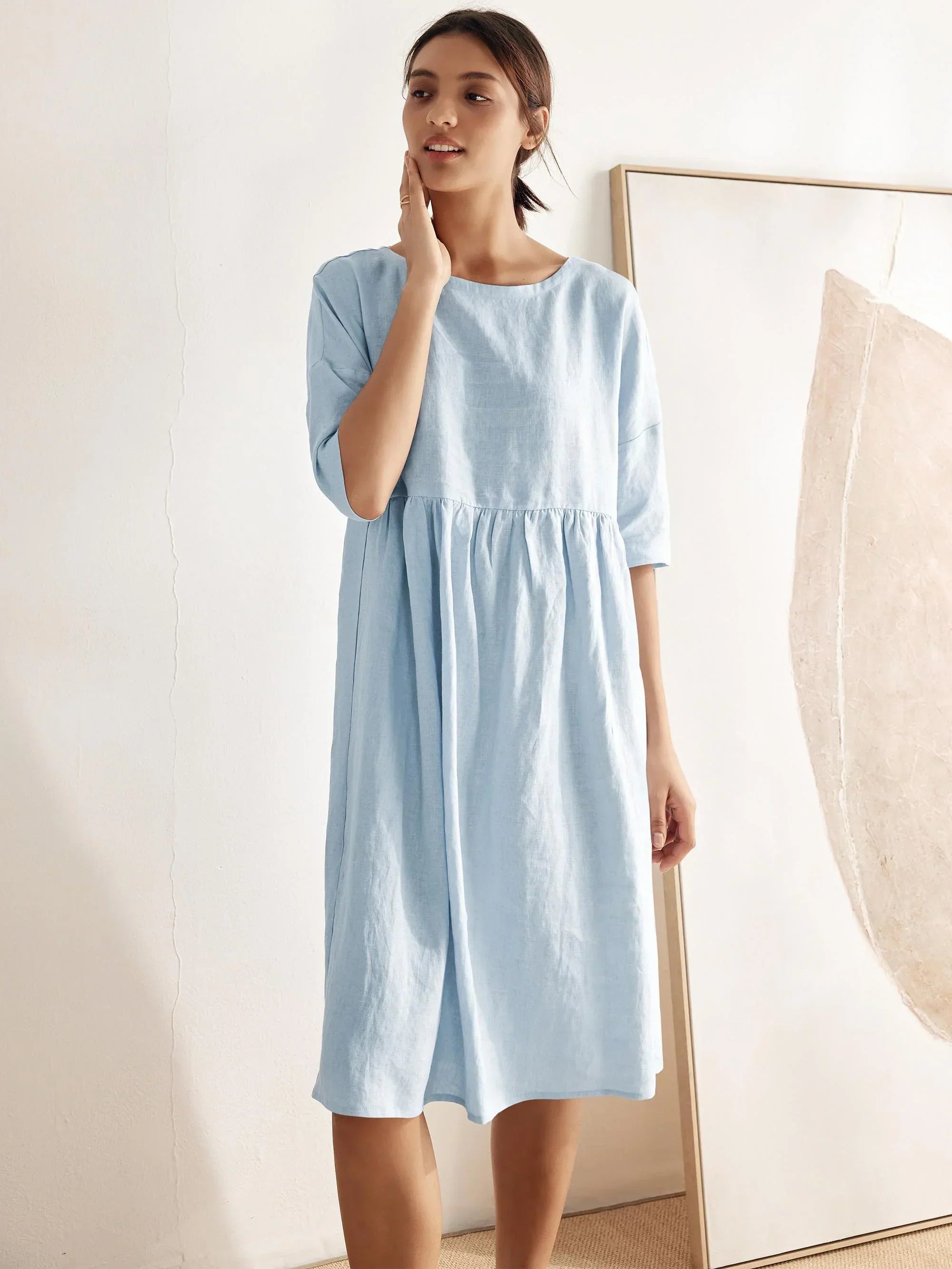 Vestido Midi A-Line 100% Lino VALENCIA