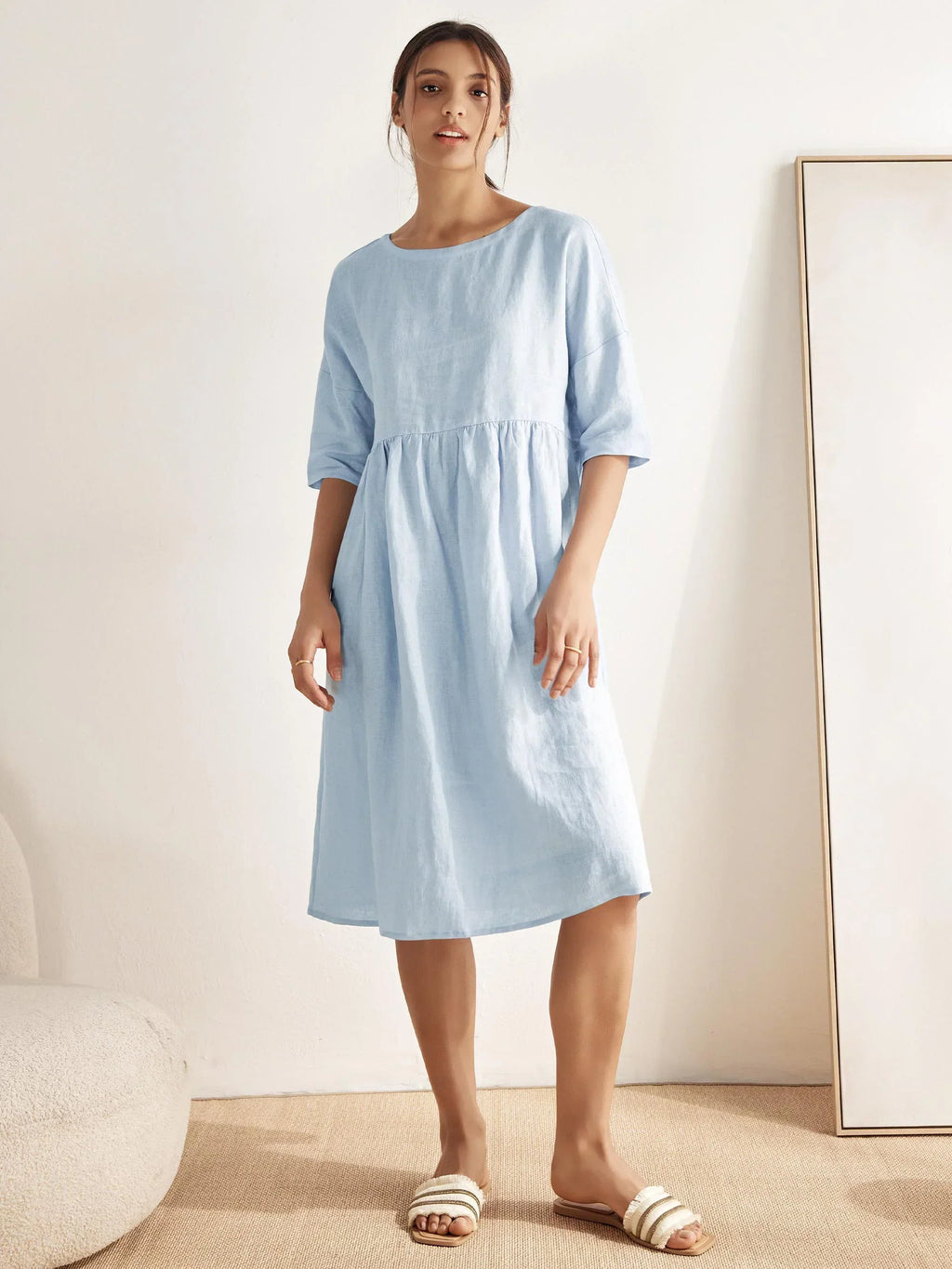 Vestido Midi A-Line 100% Lino VALENCIA