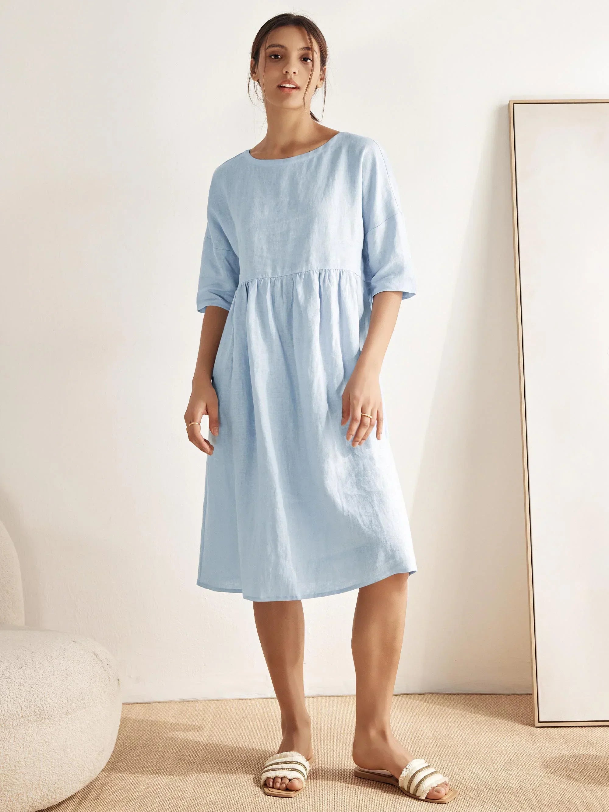 Vestido Midi A-Line 100% Lino VALENCIA