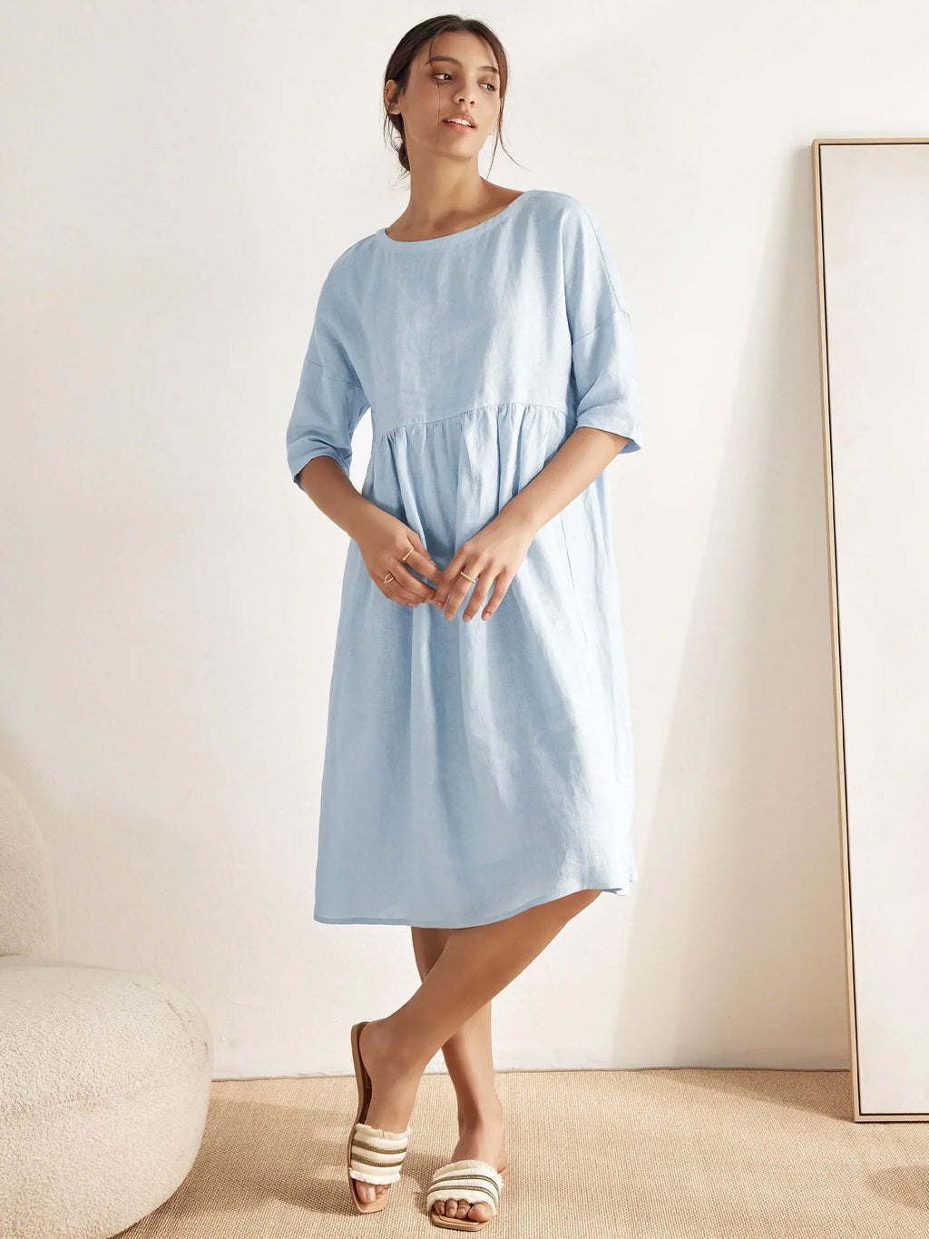 Vestido Midi A-Line 100% Lino VALENCIA