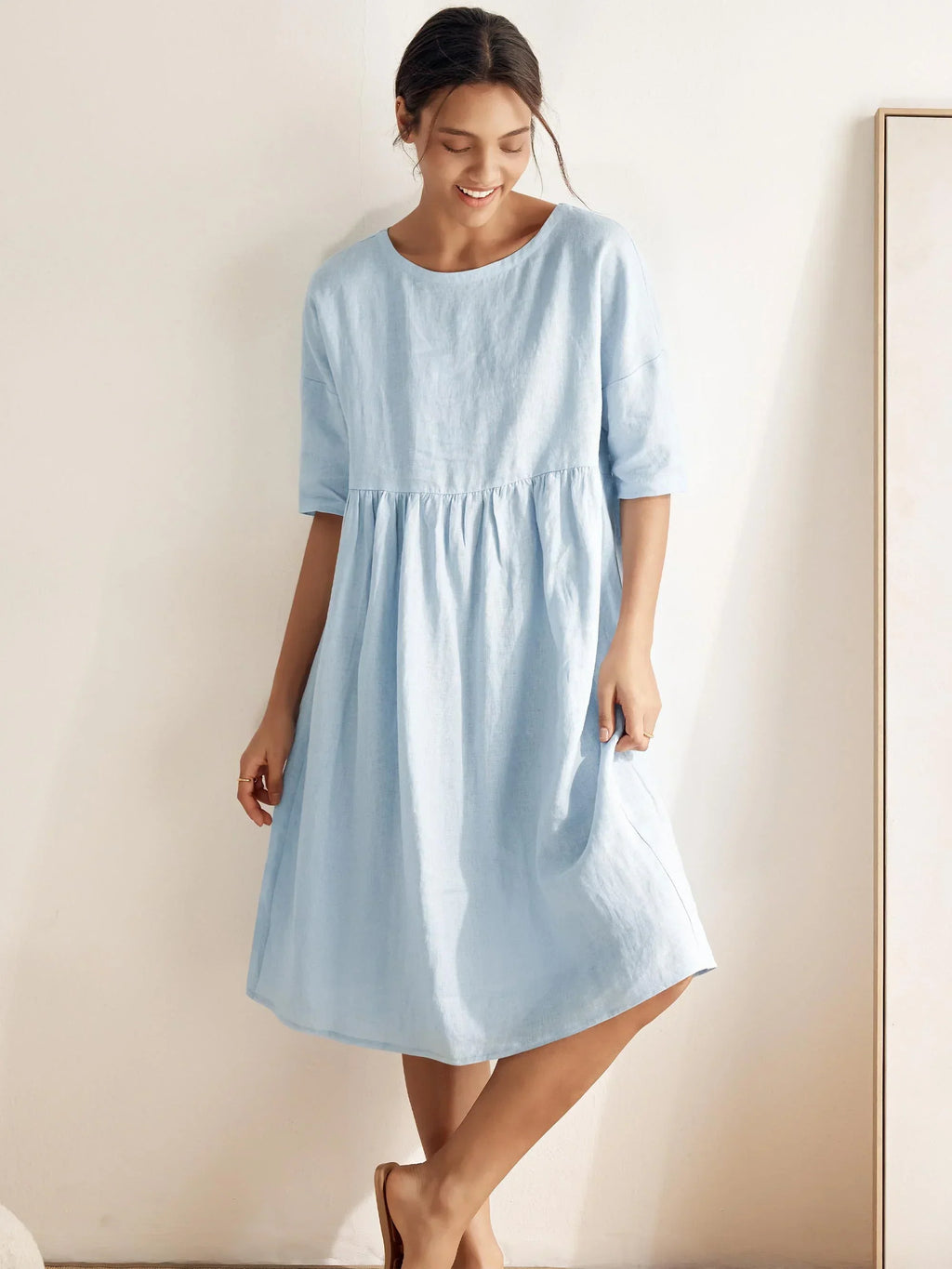 Vestido Midi A-Line 100% Lino VALENCIA