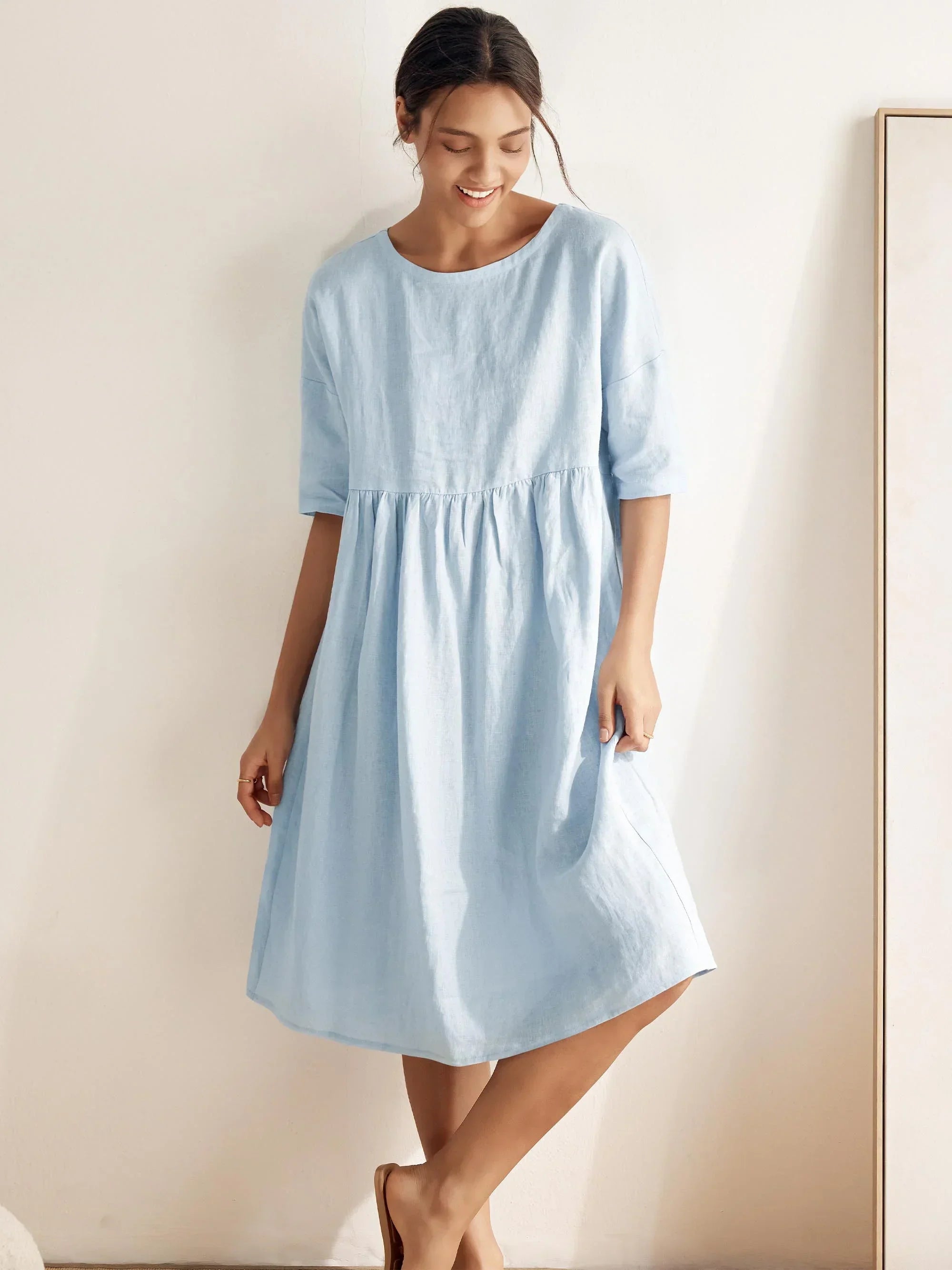 Vestido Midi A-Line 100% Lino VALENCIA
