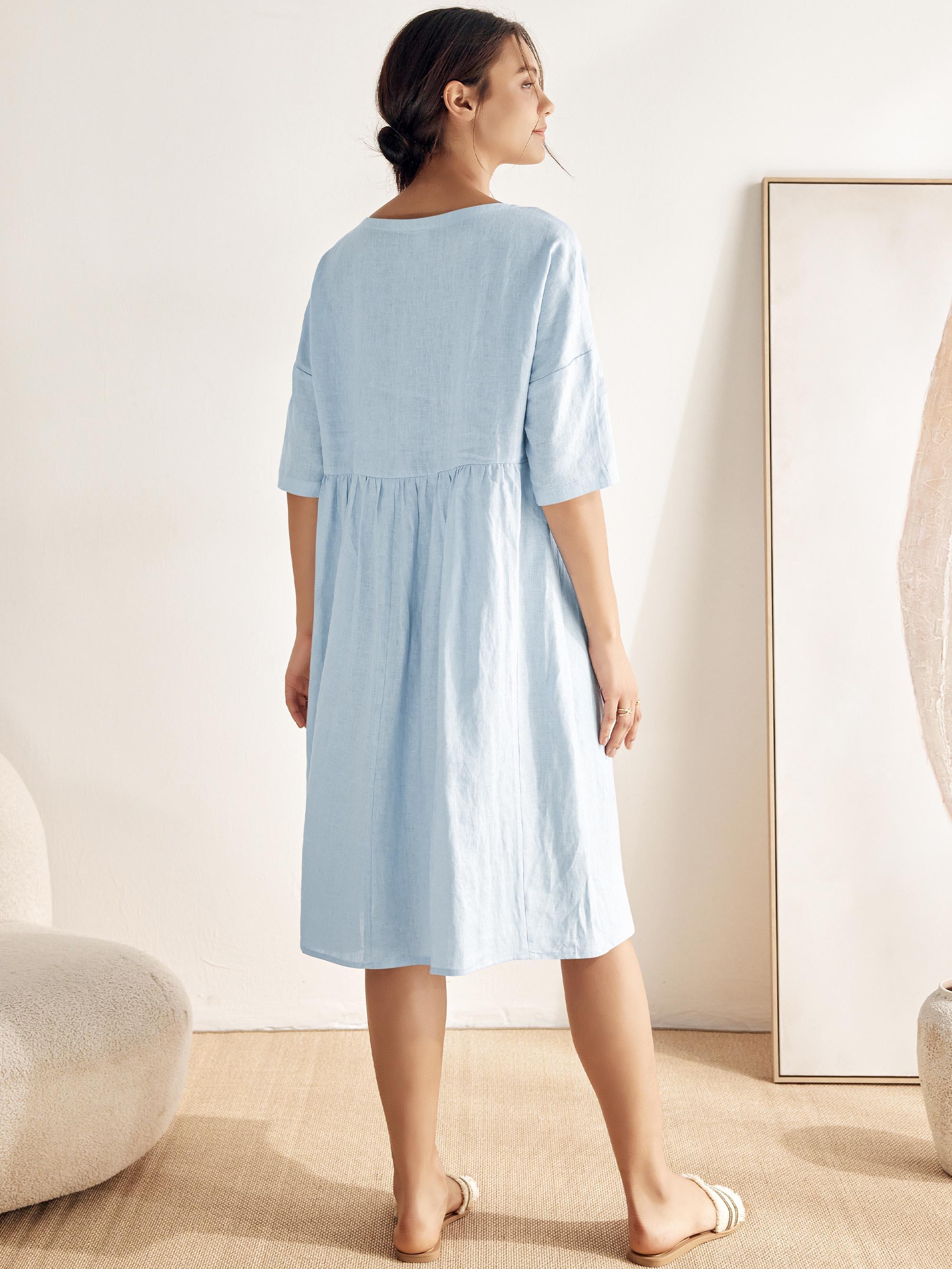 Vestido Midi A-Line 100% Lino VALENCIA