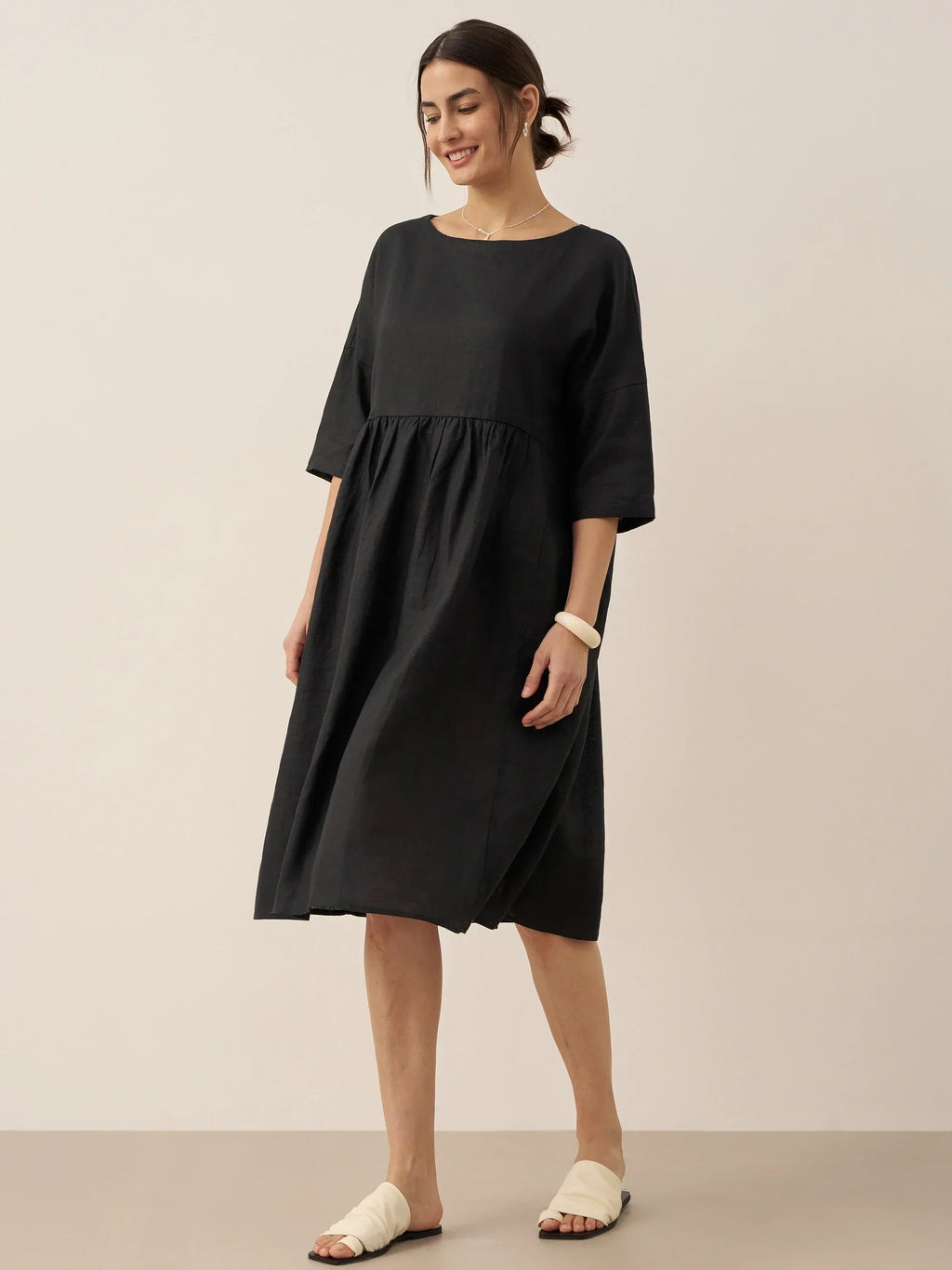 Vestido Midi A-Line 100% Lino VALENCIA