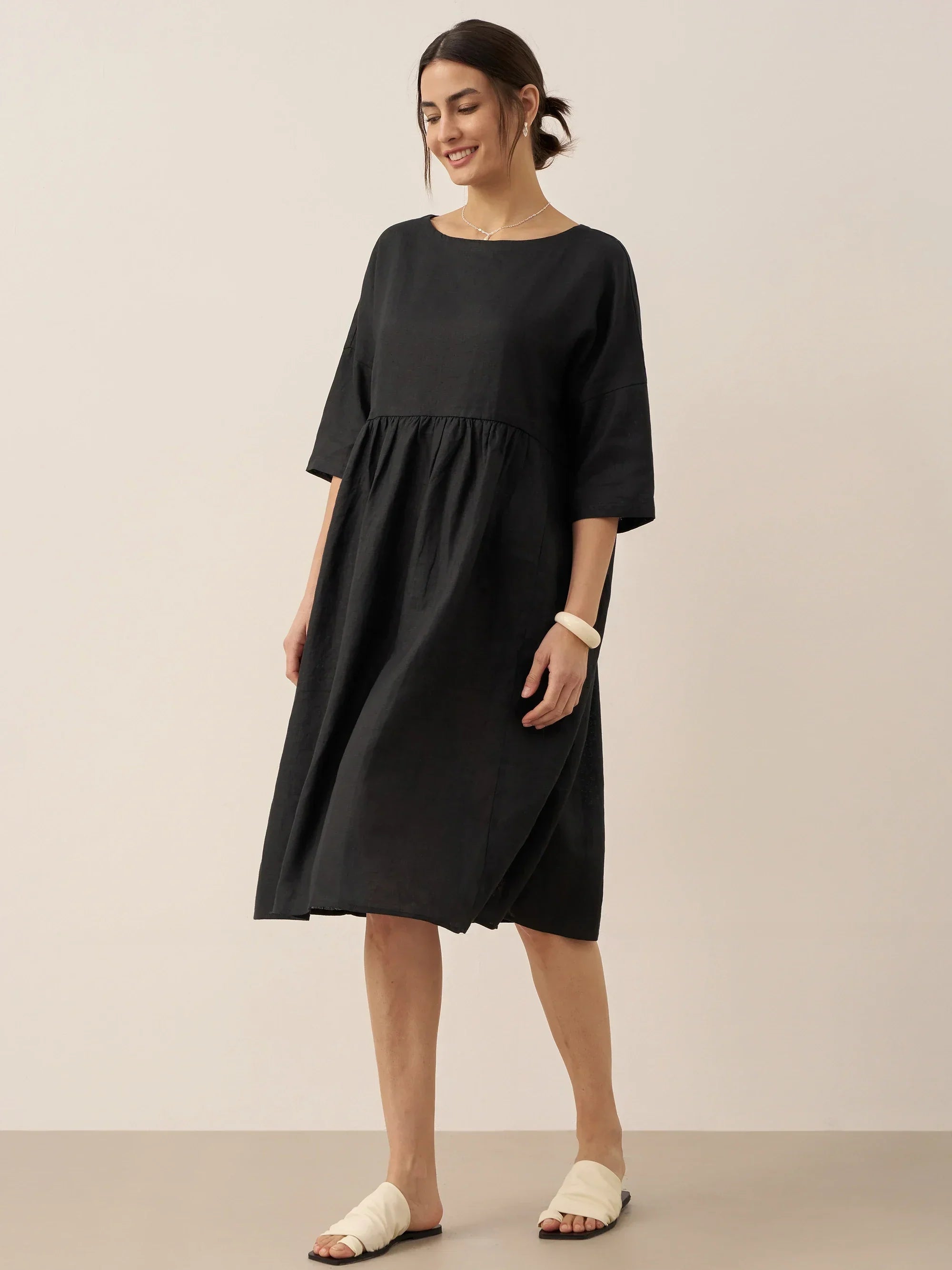 Vestido Midi A-Line 100% Lino VALENCIA