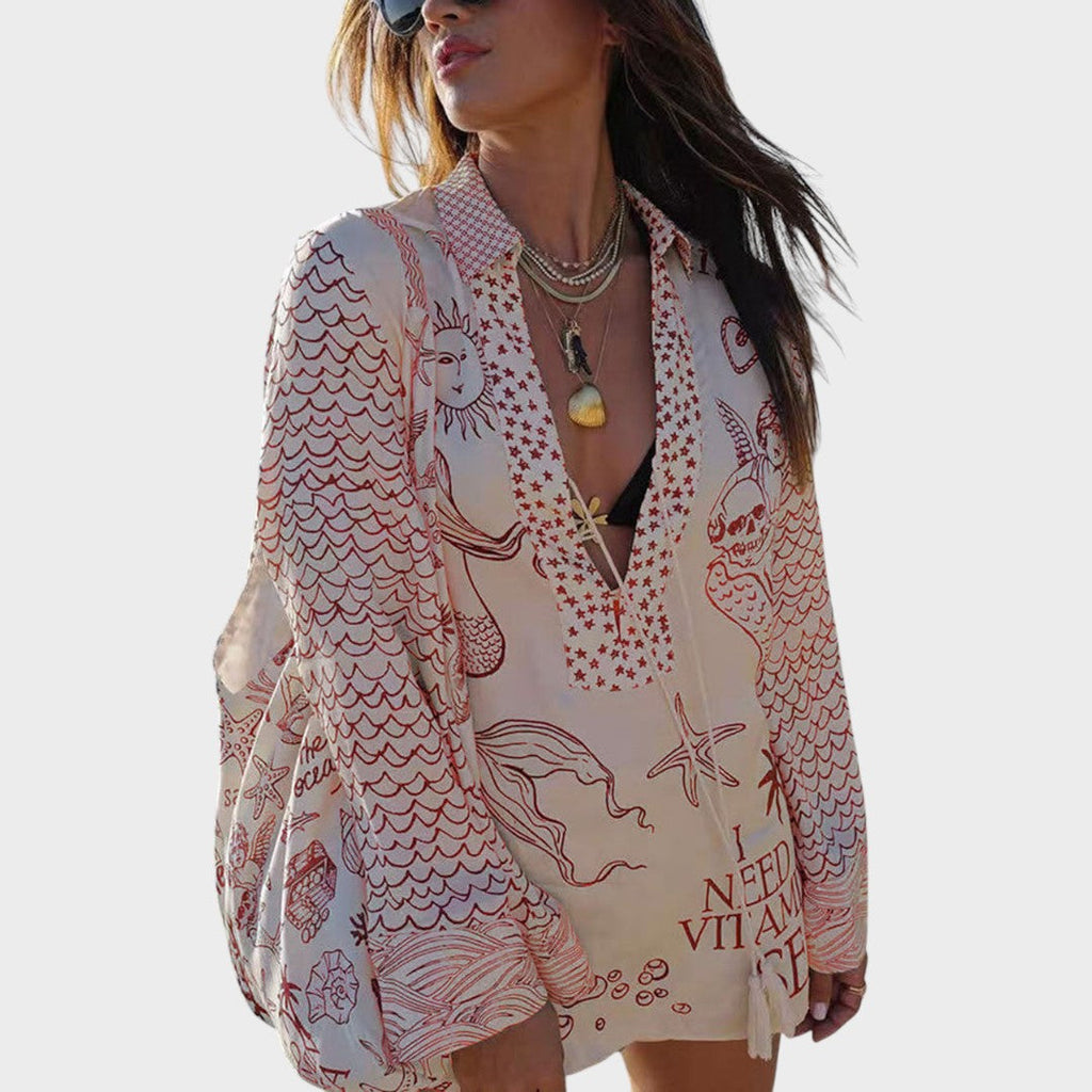 Arial | Conjunto de Camisa Y Pantalones Cortos Con Cullo En V