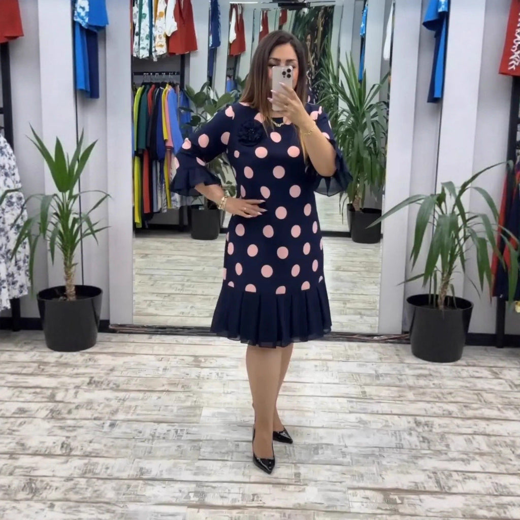 Palerine | Vestido de lunares con plisados