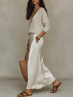 Conjunto Midi Ivory: Punto & Satén