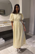 Catarina | Vestido Maxi de Lino con Mangas Abullonadas
