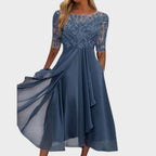 Gabhi | Vestido Midi Con Detalles De Encaje