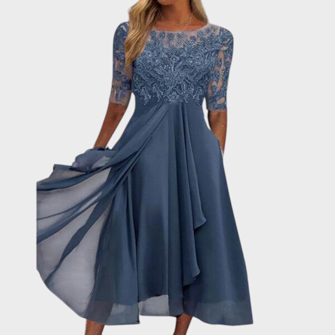 Gabhi | Vestido Midi Con Detalles De Encaje