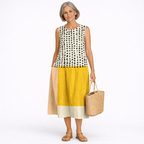 Leah | Vestido Midi Colorblock de Lunares