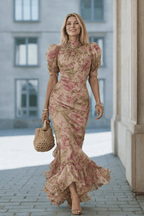 Valentina | Vestido Maxi Floral con Mangas Abullonadas que Enamora a Primera