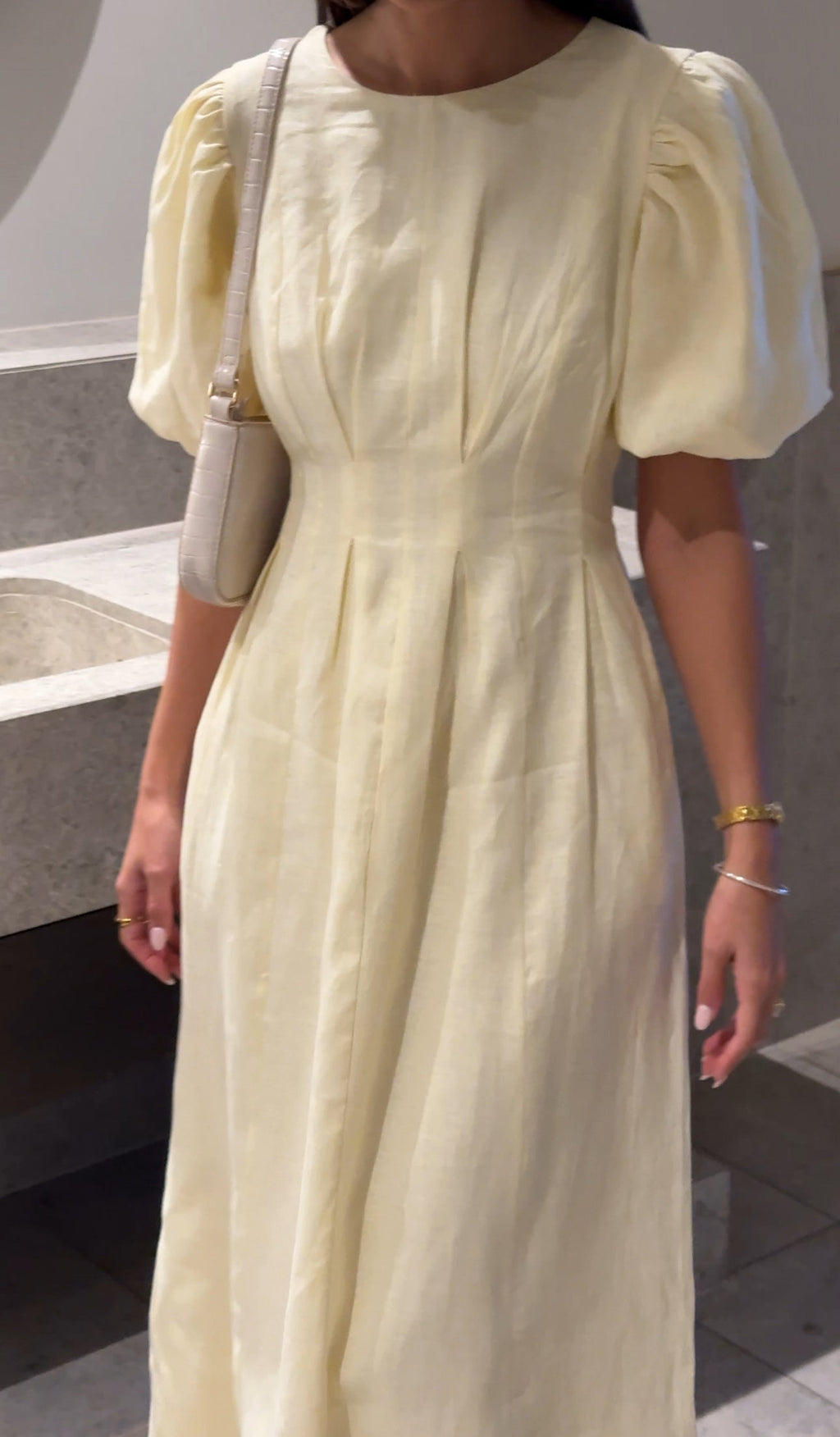 Catarina | Vestido Maxi de Lino con Mangas Abullonadas
