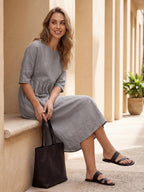 Vestido Midi A-Line 100% Lino VALENCIA