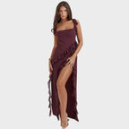 Amira | Vestido largo ciruela oscuro