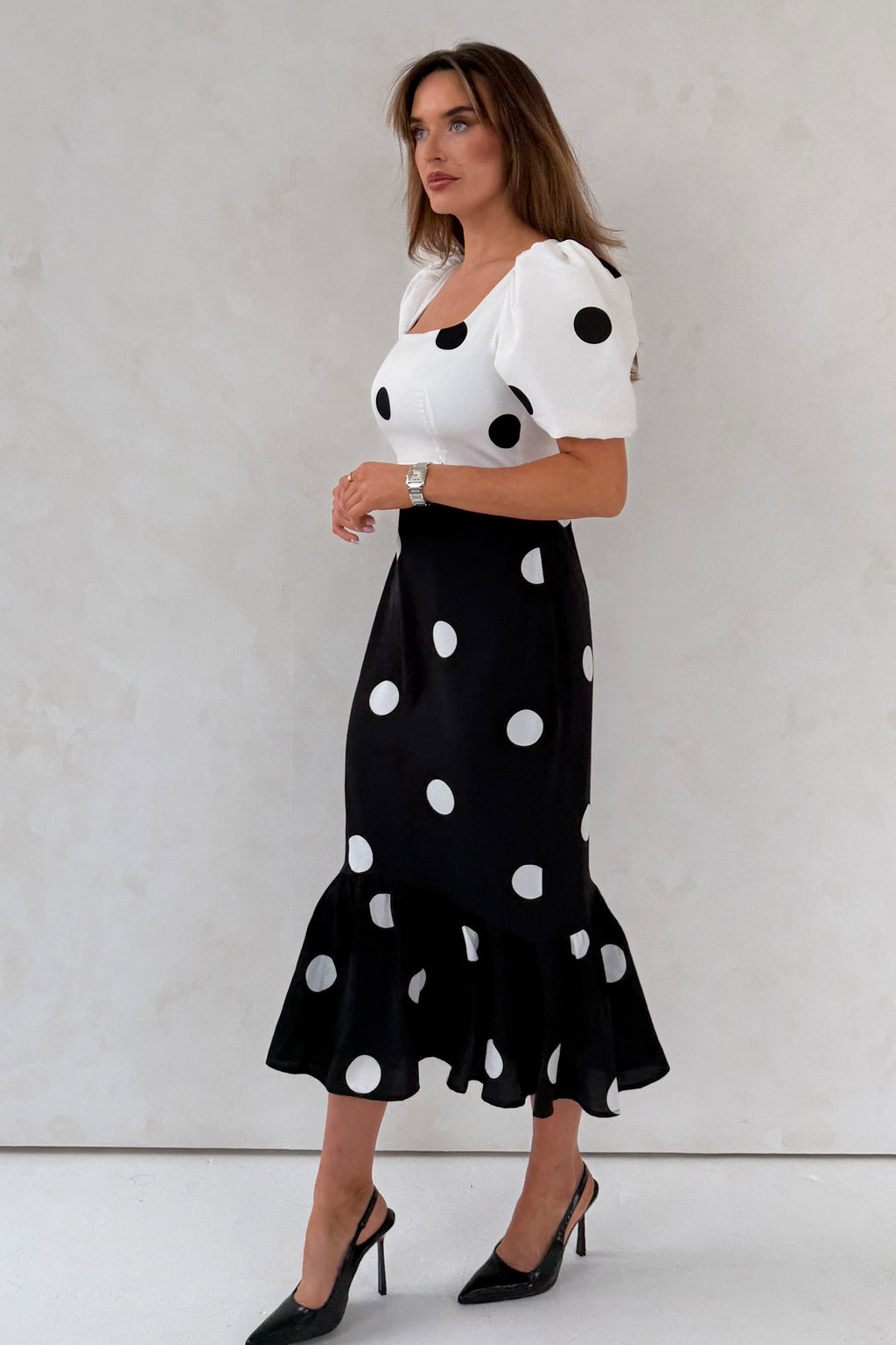 Vestido Midi con Puntos en Contraste Jennifer