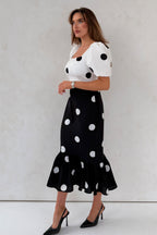 Vestido Midi con Puntos en Contraste Jennifer