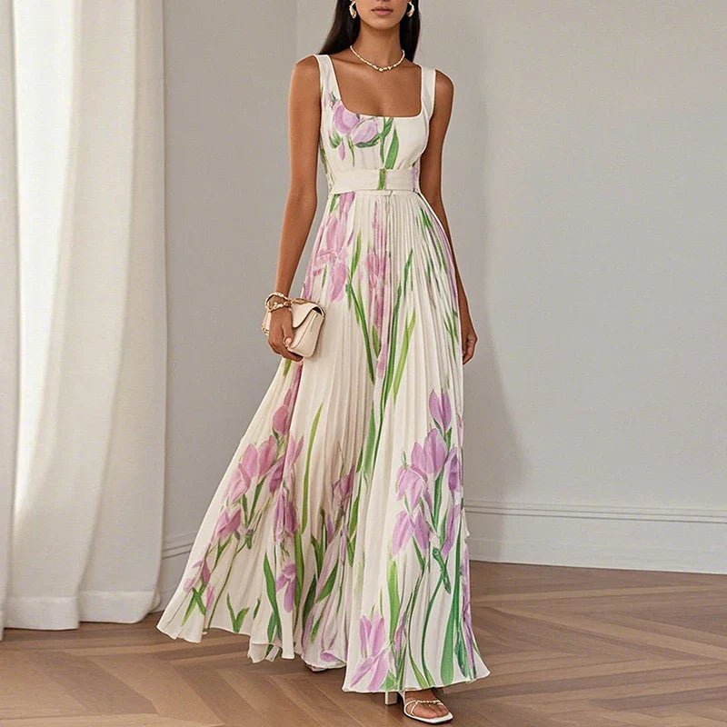 Lidia | Vestido Maxi Floral Elegante en Línea A