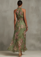Serena | Elegante vestido largo floral fluido que favorece la silueta