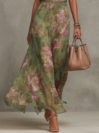Serena | Elegante vestido largo floral fluido que favorece la silueta