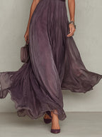 Florbela | Vestido Maxi de Chiffon Morado con Encaje y Escote Gota Vintage