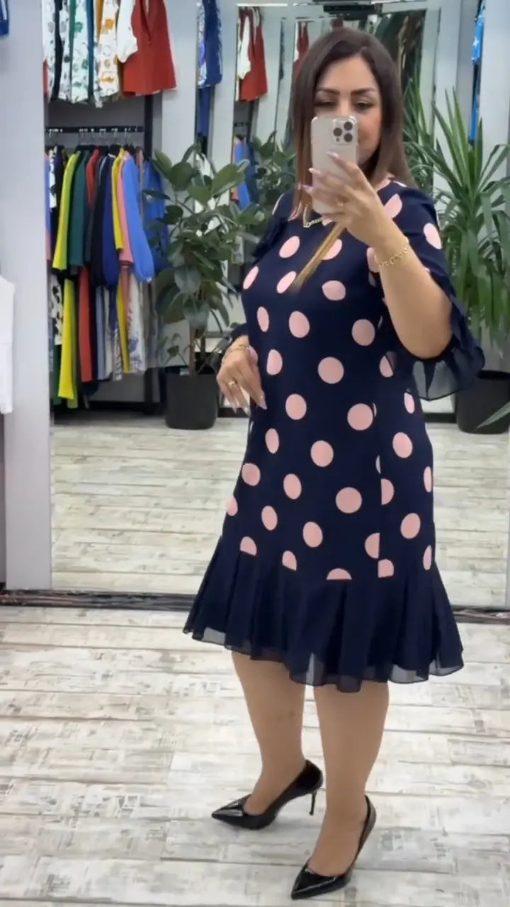 Palerine | Vestido de lunares con plisados