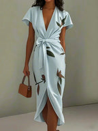 Matilde | Vestido Wrap Elegante con Estampado de Hojas