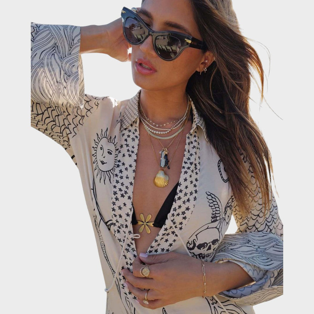 Arial | Conjunto de Camisa Y Pantalones Cortos Con Cullo En V