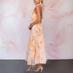 ESTHER | VESTIDO DE IMPRESIÓN ACUARELA CON CUELLO HALTER