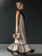 Sofia | Vestido Maxi con Volantes y Detalle Bicolor