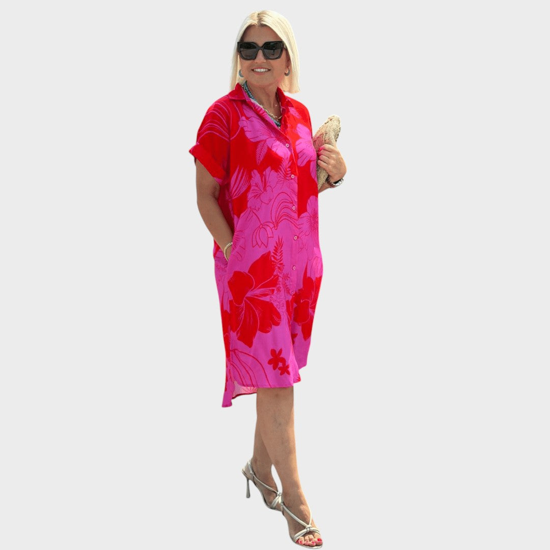 Naomi | Vestido Camisero Con Estampado Floral