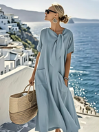 Benedita | Vestido Maxi Relajado con Bolsillos y Lazo